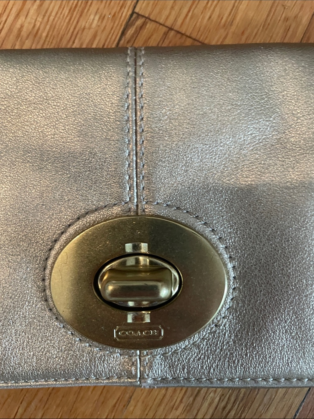 Coach Golden Metallic Turnlock Clutch - Picture 4 of 9